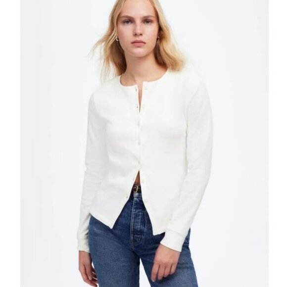 NWT Madewell Ribbed Button-Front Cardigan - Picture 2 of 5